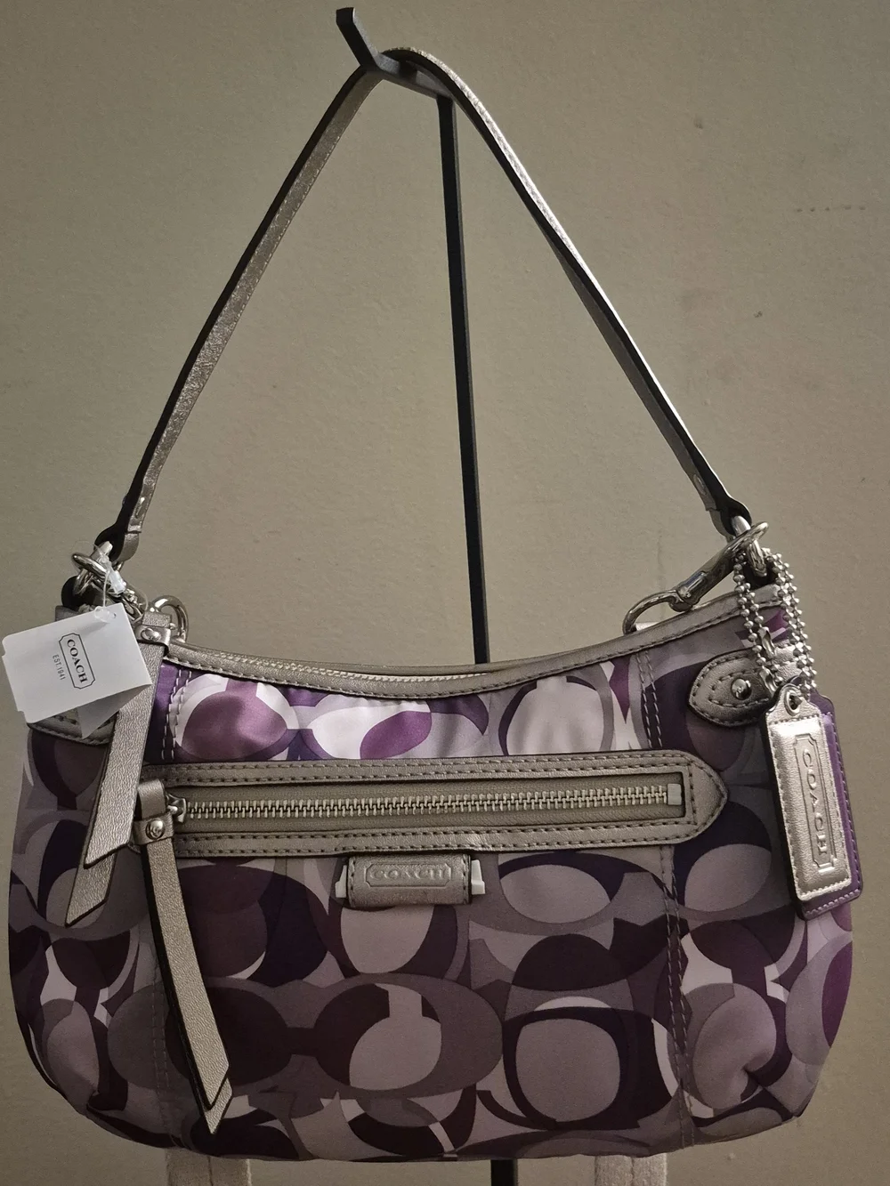 Coach Purple/lilac Signature C Pattern Shoulder Bag with Metallic Trim